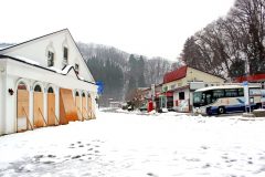 村,ロータリー,雪,曇り,屋外,冬