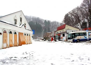村,ロータリー,雪,曇り,屋外,冬