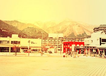 駅,町,曇り,屋外,ロータリー,冬,ヴィンテージ