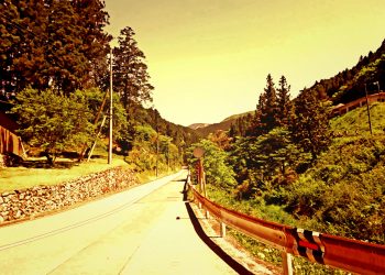 道路,村,屋外,夏,晴れ,ヴィンテージ