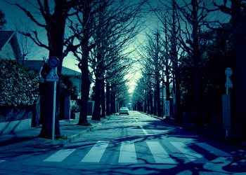 道路,町,屋外,冬,晴れ,ホラー