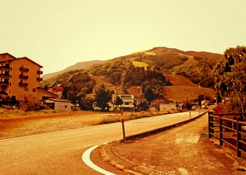 道路,村,秋,屋外,曇り,ヴィンテージ