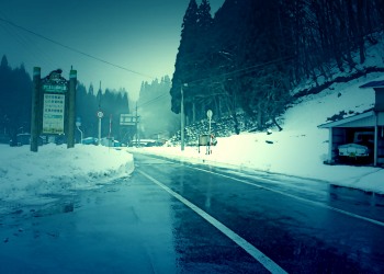 道路,村,冬,屋外,雪,ホラー