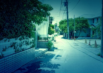 道路,町,屋外,夏,晴れ,ホラー