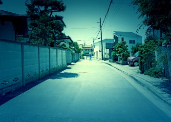道路,町,晴れ,屋外,夏,ホラー
