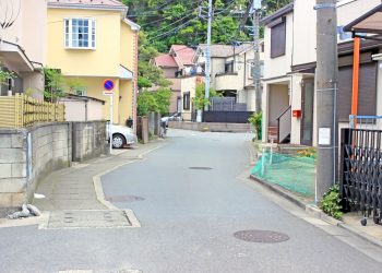 道路,町,屋外,夏,曇り