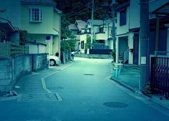 道路,町,屋外,夏,曇り,ホラー