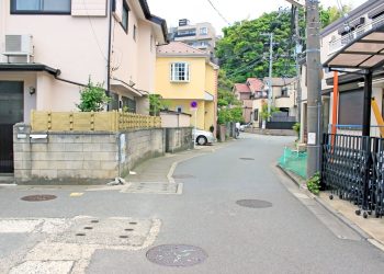 道路,町,屋外,春,曇り