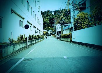 道路,町,屋外,春,曇り,ホラー