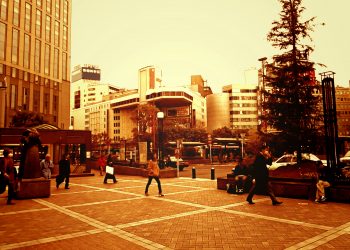 駅,ロータリー,都市,屋外,曇り,冬,ヴィンテージ