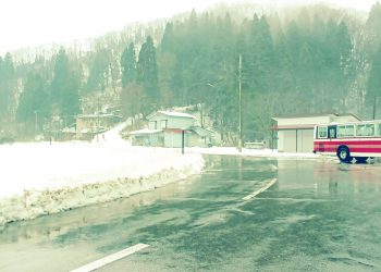 村,ロータリー,雪,曇り,屋外,冬,昭和レトロ