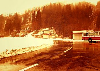 村,ロータリー,雪,曇り,屋外,冬,ヴィンテージ