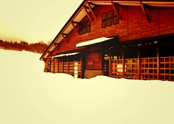村,ロータリー,冬,屋外,雪,ヴィンテージ