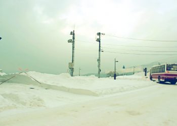 村,ロータリー,冬,屋外,雪,昭和レトロ