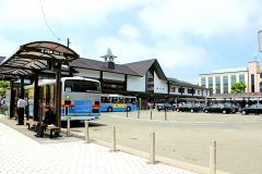 町,駅,ロータリー,夏,屋外,晴れ