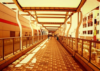 駅,町,屋外,夏,晴れ,ヴィンテージ