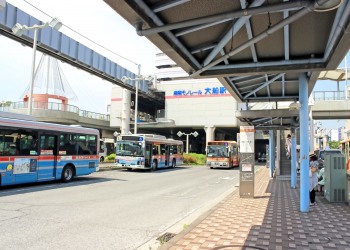 駅,ロータリー,屋外,夏,晴れ