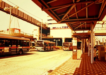 駅,ロータリー,屋外,夏,晴れ,ヴィンテージ