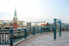 駅,町,冬,屋外,曇り