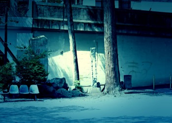 駅前,ロータリー,村,屋外,夏,ホラー