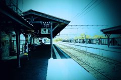駅,村,晴れ,夏,屋外