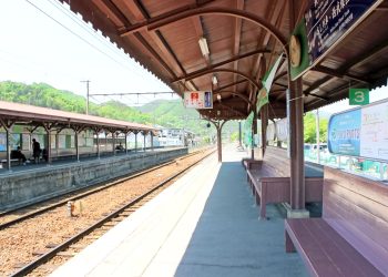 駅,村,晴れ,夏,屋外