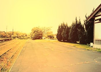 駅,廃墟,村,曇り,夏,屋外,ヴィンテージ