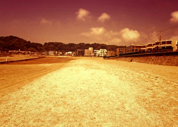 浜辺,町,夏,屋外,晴れ,ヴィンテージ