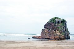 浜辺,神社,屋外,秋,曇り