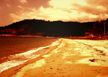 浜辺,漁村,屋外,夏,晴れ,ヴィンテージ
