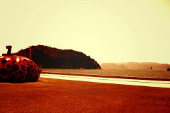 浜辺,町,晴れ,夏,屋外