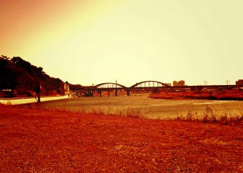 川,町, 屋外, 秋,晴れ,ヴィンテージ