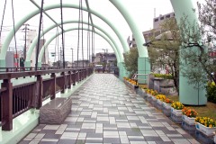 川,町,曇り,屋外,夏