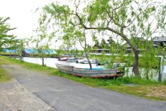 川,町,屋外,夏
