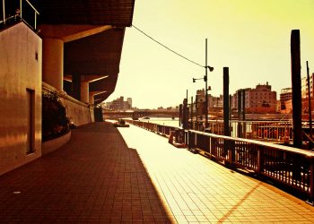 川,街,橋,屋外,夏,晴れ,ヴィンテージ