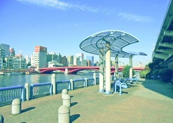 川,都会,屋外,春,晴れ,昭和レトロ