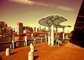 川,都会,屋外,春,晴れ,ヴィンテージ