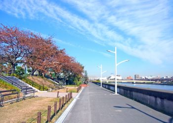 川,町,晴れ,秋,屋外