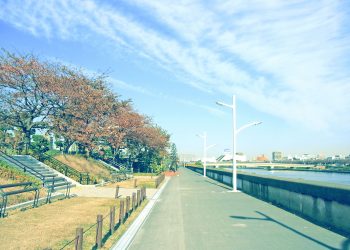 川,町,晴れ,秋,屋外,昭和レトロ