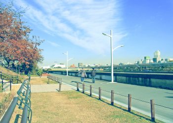 川,町,晴れ,秋,屋外,昭和レトロ