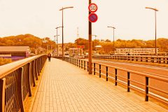 橋,町,屋外,秋,曇り