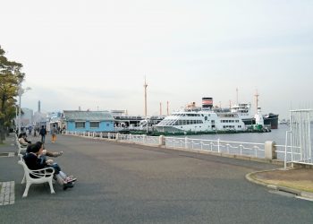 港,都市,公園,屋外,秋,曇り