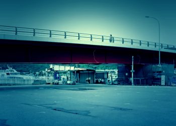 橋,港町,屋外,冬,曇り,ホラー