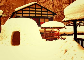 日本家屋,村,和,屋外,冬,雪,ヴィンテージ