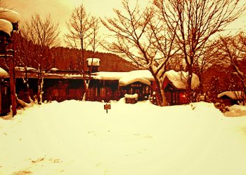 日本家屋,村,和,屋外,冬,雪,ヴィンテージ