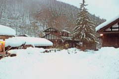 日本家屋,村,和,屋外,冬,雪