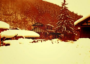 日本家屋, 村, 和, 屋外, 冬, 雪,ヴィンテージ