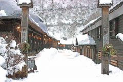 日本家屋,村,和,屋外,冬,雪