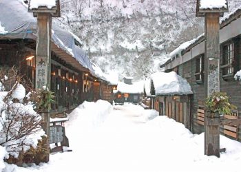 日本家屋,村,和,屋外,冬,雪