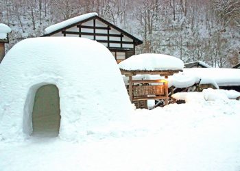 日本家屋,村,和,屋外,冬,雪